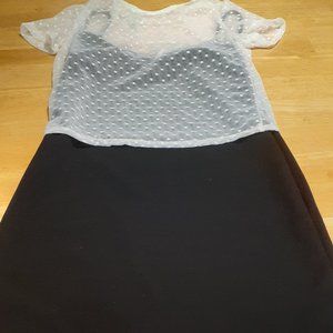 Reckless Hearts Juniors Black Sundress Cream Shear Top New